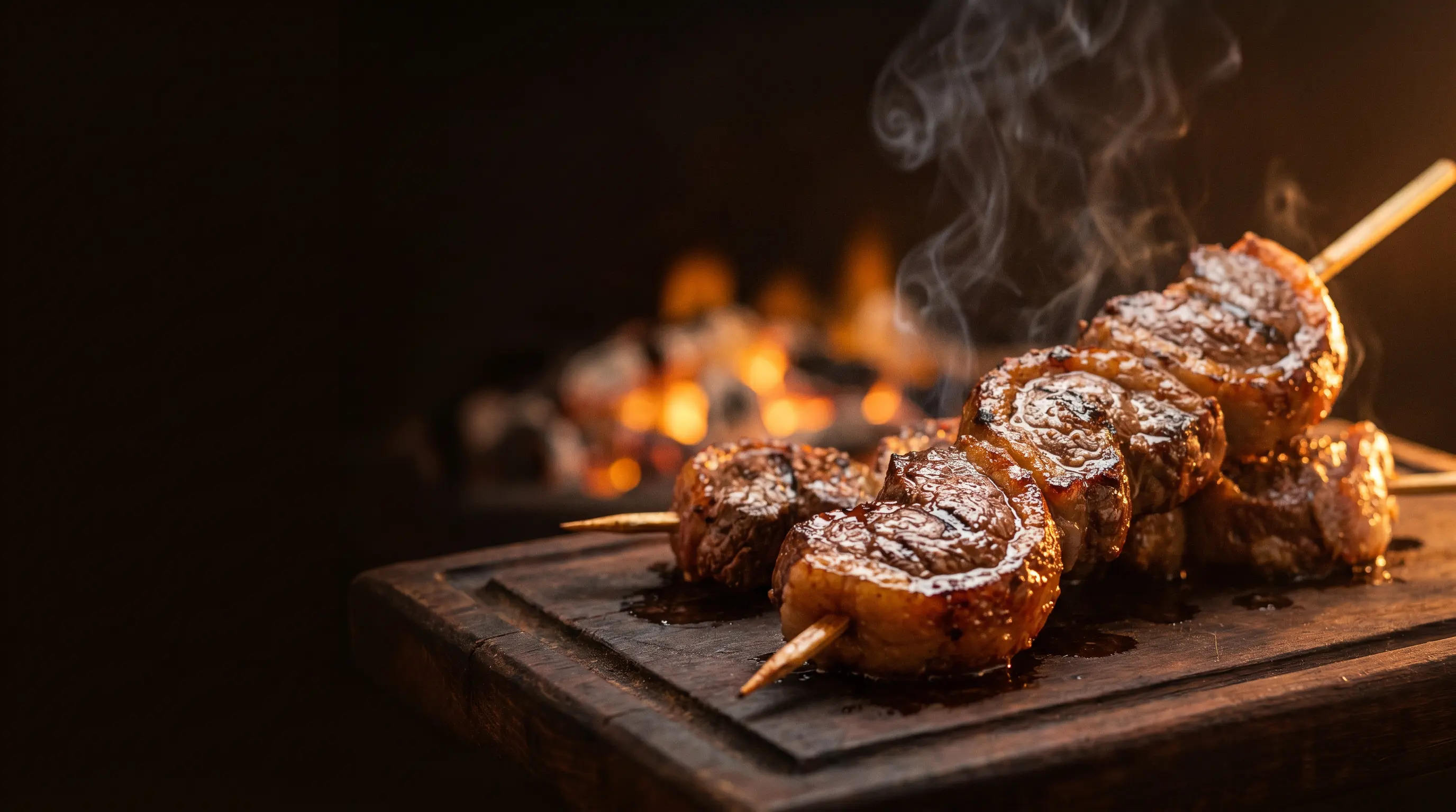 Espetos de picanha na brasa do Ponto Certo, com farofa e vinagrete